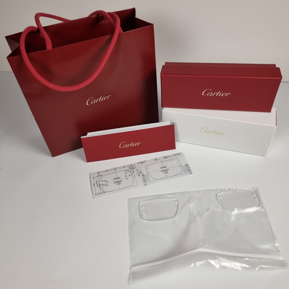 Cartier Pair Of Non-Rx Plastic Lenses, W/boxes, Bag, Booklet And Paperwork NIB